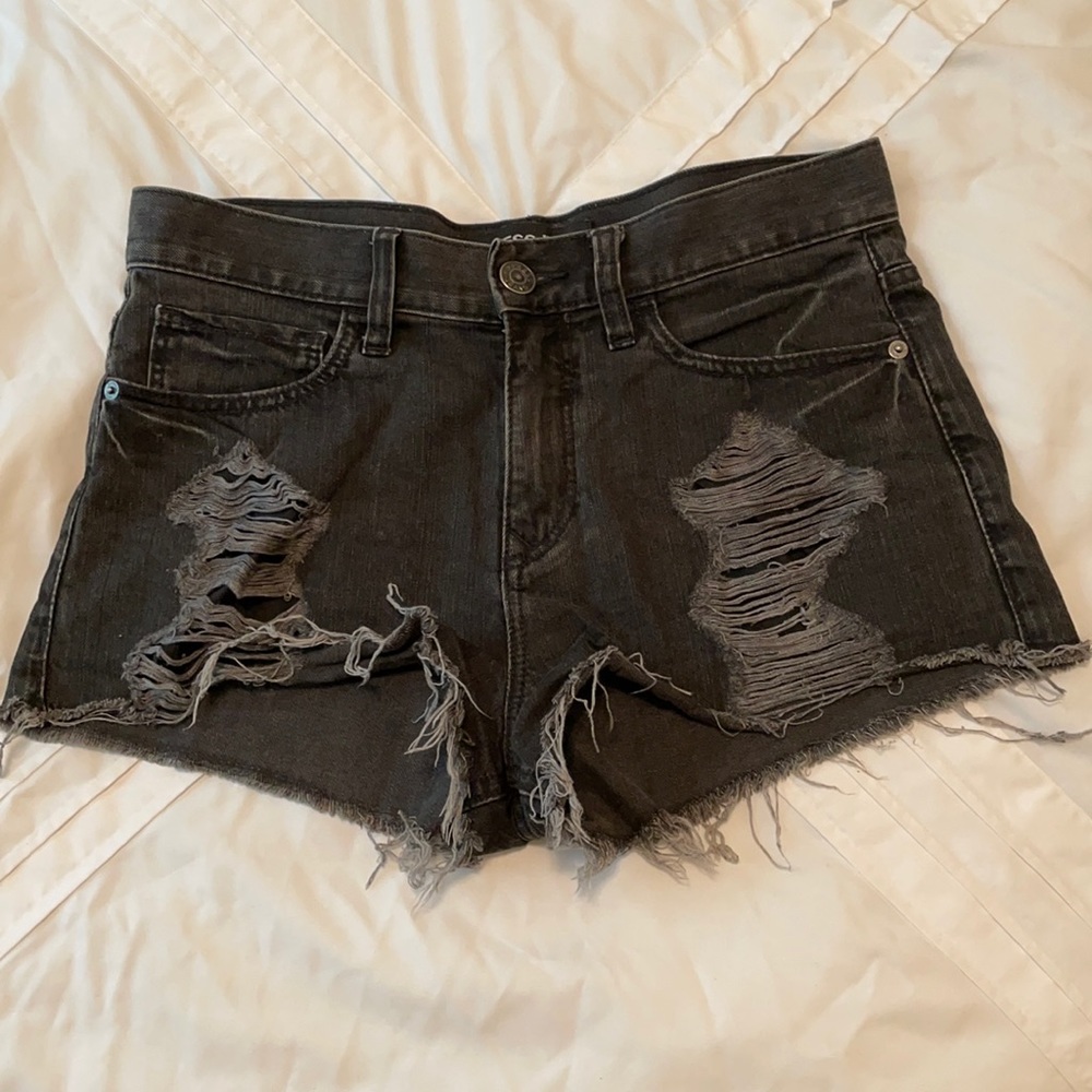 Express Jeans High Waisted Gray Denim Shorts
